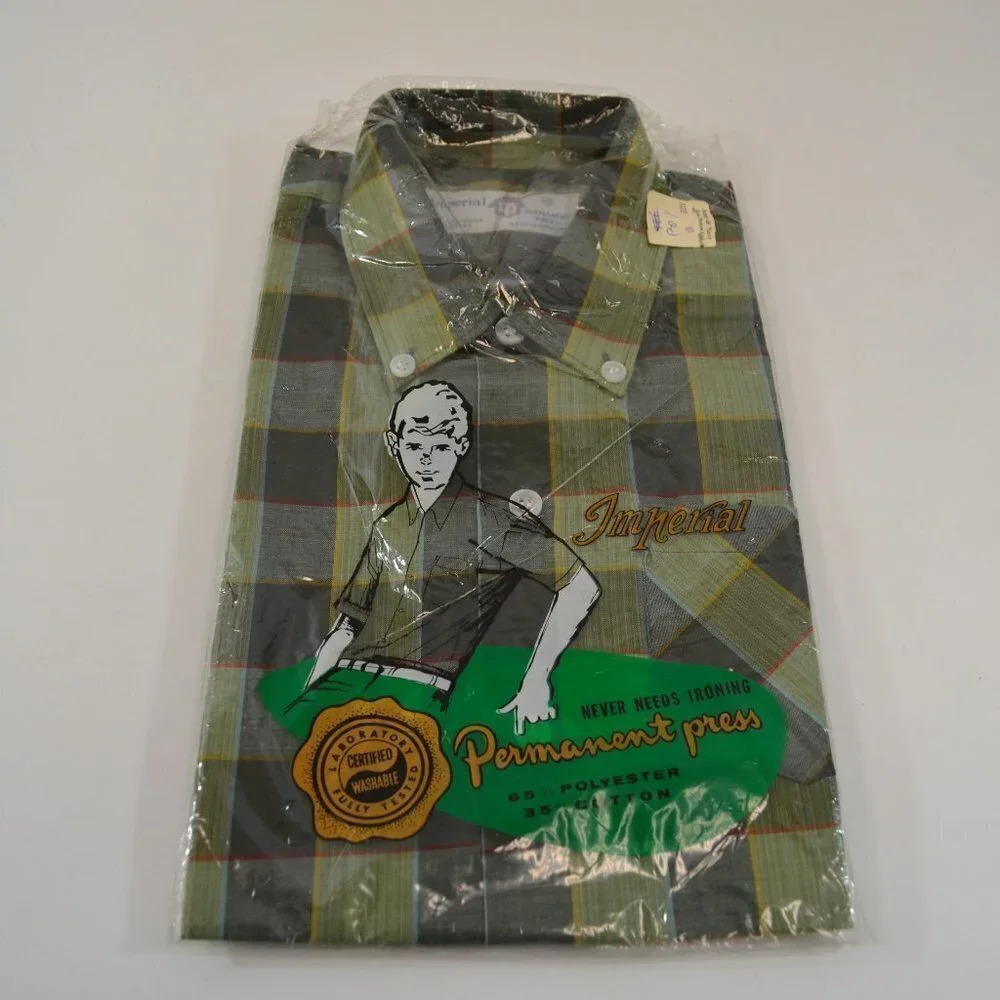 Vintage Boys  Plaid Button Up Shirt Size 10 New Old Stock